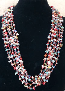 7 Strand Mixed Stone Necklace 28" long - Picture 1 of 4