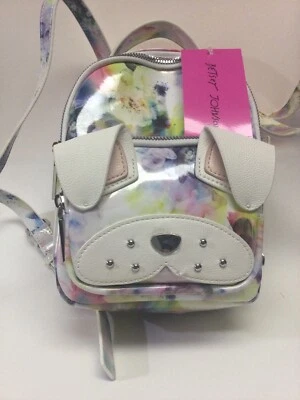 Mini Mochila Floral Betsey Johnson Kitsch Floral Patente Perro Nueva con Etiquetas Bulldog Boxer Foto 1 de 4