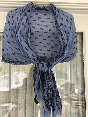 NWT Bananna Republic Lite-weight Scarf/Shawl Blue BoHo Design 75x29 India - Image 1 of 4