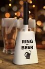 WEMBLEY RING FOR BEER~WHITE LARGE 11" COW BELL NOISEMAKER BAR DECOR