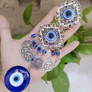 Turkish Evil Eye, Wind Chime Wall Hanging with Glass Evil Eye, Luck Home Decor - Picture 1 of 4