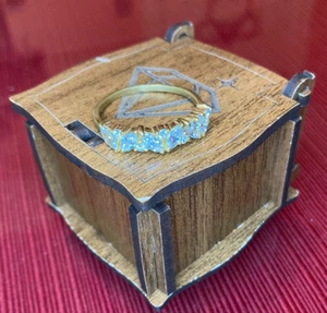 Ring Cubic Zirconia Marquise & Round Cut Prong Set CZs Gold Tone Size 13.25 Box - Picture 1 of 6