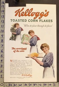 1919 KELLOGG CORN FLAKES BREAKFAST CEREAL FOOD BEAUTY KITCHEN DECOR ART AD XN82 - Picture 1 of 1