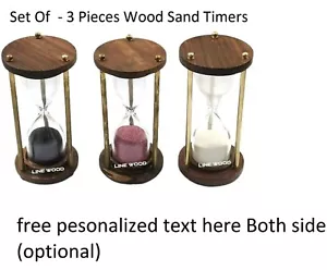 Table Wooden Timer Sand Gift Hourglass Decor Brass Vintage Antique Nautical 4'' - Picture 1 of 7