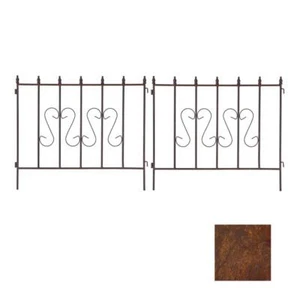 Schmuckzaun Metallzaun Gartenzaun 72x67 cm Zaunelemente 2er Set erweiterbar Rost - Bild 1 von 12