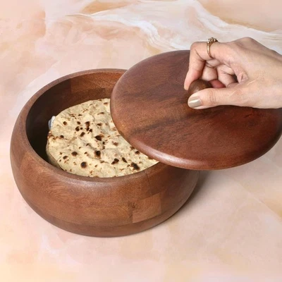 Cazuela de madera artesanal Chapati/cajas Roti para cocina/vajilla/vajilla/vajilla Foto 1 de 4