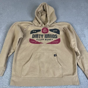 Dirty Hands Clean Money Hoodie Mens L Khaki Beige Pullover Cotton Blend Troll Co - Picture 1 of 17