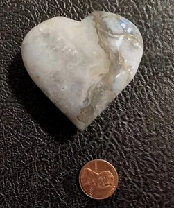 Mondstein Sonnenstein Blumenstein Herz grau geschwollen Palme Kristall poliert Cabochon - Bild 1 von 10