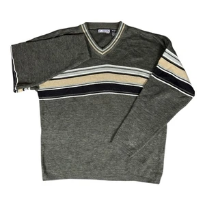Vintage X-Treme Gear V-Neck Sweater Men's L Long Sleeve Knit Striped Skater Y2K - Picture 1 of 8