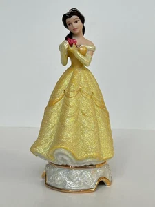 Vintage Disney Belle with a Rose Beauty & the Beast Porcelain Figure Glitter 7" - Picture 1 of 8