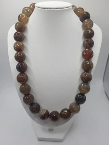 Botswana Achat Halskette Facettrierte Kugeln Wabenmuster Edelsteinkette Schmuck - Bild 1 von 8