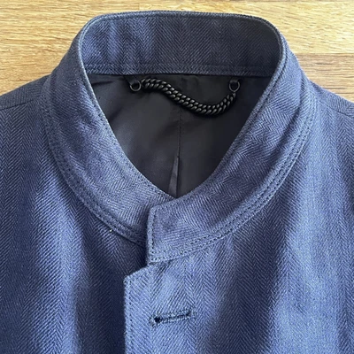 £600/£1K BURBERRY MEDIUM MENS PRORSUM NAVY CHEVRON WEAVE CHORE STYLE JACKET LTBC - Image 1 of 4