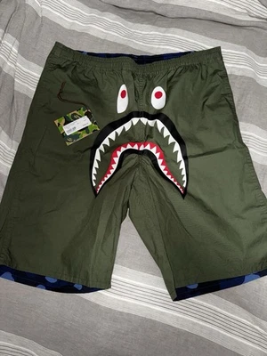 A Bathing Ape Bape Tiburón Reversible Corto Azul Marino Talla XXL NUEVO CON ETIQUETAS 100% Auténtico Foto 1 de 4