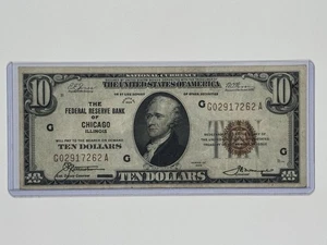 1929 $10 NATIONAL FEDERAL RESERVE BANK OF CHICAGO ILLINOIS VF - Picture 1 of 2