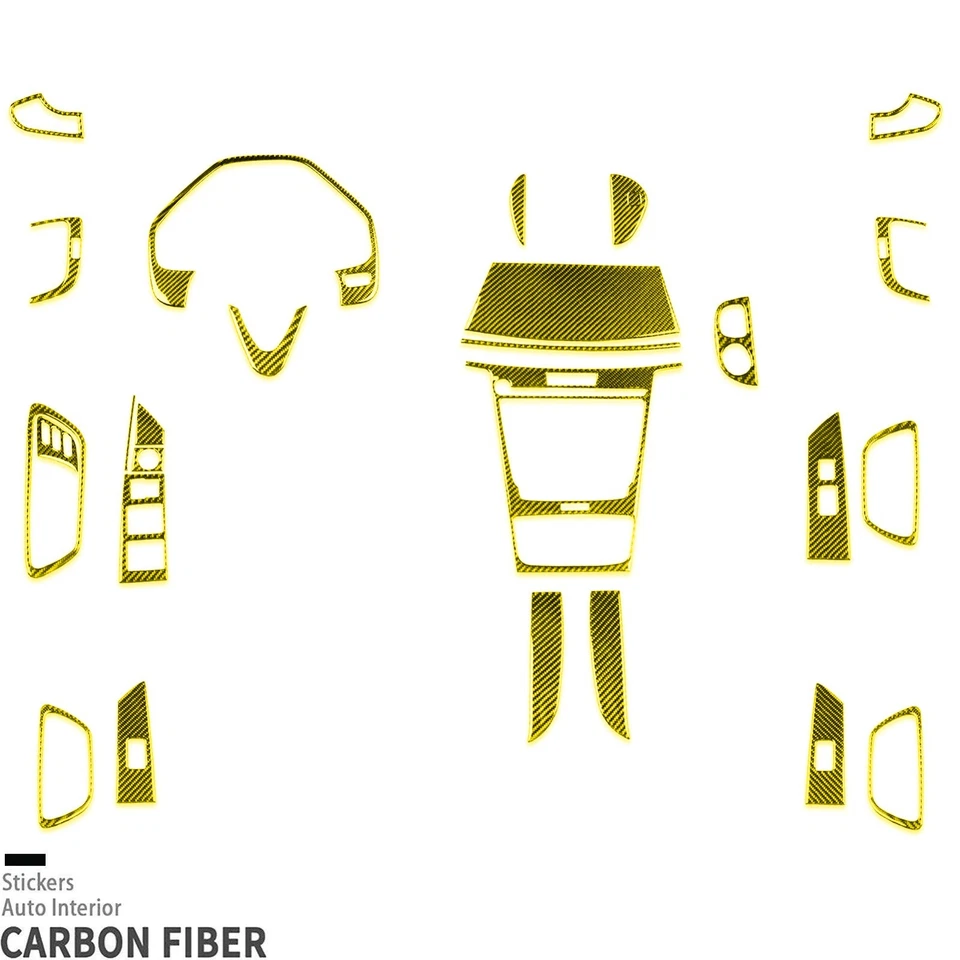 Kits de cubierta interior completa de fibra de carbono amarilla de 27 piezas para Acura TLX 2015-2020 Foto 1 de 4