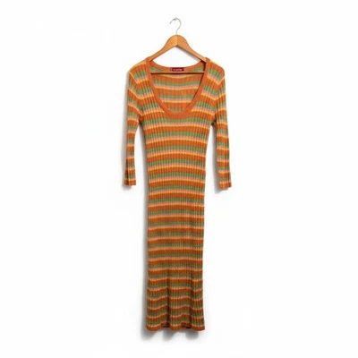 Lisa Says Gah Malfa Mohair Knit Midi Dress XL/2X Orange Stripe Free People - Image 1 of 4
