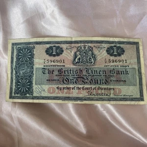 1967 - The British Linen Bank, UK - £1 (One) Pound Banknote Serial No. R4 371243 - Picture 1 of 2