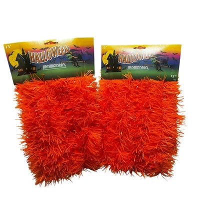 Juego de dos guirnalda vintage Halloween naranja decoración del hogar interior/exterior 15' Foto 1 de 4