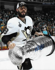 Signed Kris Letang Pittsburgh Penguins Stanley Cup 8x10 Photo #2 Original - Picture 1 of 2