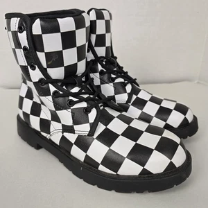 Racing schwarz-weiß karierte Kampfstiefel, Damengröße 9, Herrengröße 7 - Bild 1 von 9