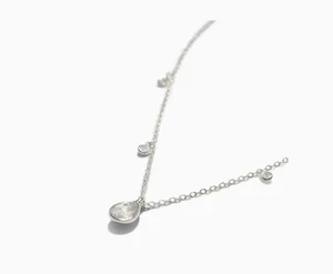 Ettika Dripping Crystals Drop Necklace Silver Plated - Picture 1 of 1