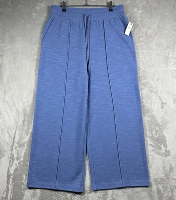 Pantalones cortos anchos elásticos Talbots AirKnit para mujer cintura elástica azul medio Foto 1 de 4