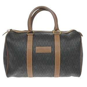 CHRISTIAN DIOR Logo Honeycomb Travel Hand Bag PVC Leather Brown Frannce 38YH691 - Picture 1 of 14