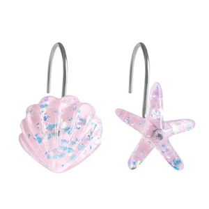Seashell Shower Curtain Hooks Starfish Shower Curtain Rings for Bathroom Rust... - Picture 1 of 5