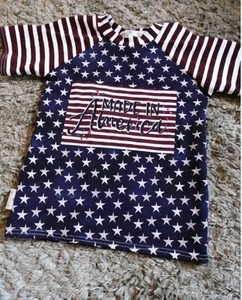 New 4t Handmade Raglen t-shirt Patriotic 4th Of July - Picture 1 of 2