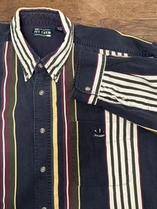 Top vintage años 90’s Ivy Crew Classics rayas verdes manga larga abotonado para hombre XL - Imagen 1 de 7
