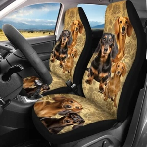 Dachshund Yellow Flower Universal Car Seat Cover Protector 3pcs Auto Front Rear - Imagen 1 de 11