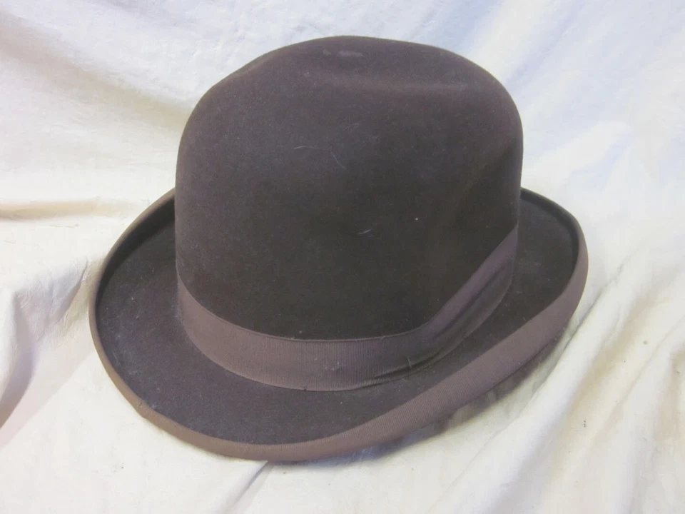 Disney New York Mfg. de colección años 50-60 Sombrero derby marrón para hombre Foto 1 de 4