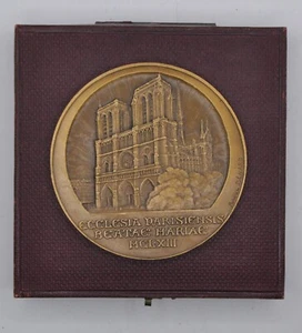 Notre Dame de PARIS 1913 - Médaille de table Raoul BÉNARD d=55mm avec sa boîte - Foto 1 di 2
