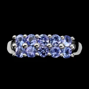 Anillo De Plata Esterlina 925 Redondo Tanzanita Gema Natural Joyería Talla 9 - Imagen 1 de 10