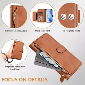 For Motorola Moto G Play (2025), Multi-function 7 Card Slots Leather Case Cover - Picture 1 of 27
