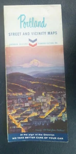 1964 Portland Oregon road map Chevron oil gas Mount Hood cover Vancouver Wash - Picture 1 of 4