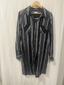 Women Xl Merona Button Down Collared Dress Tie Belt Brand With Pockets - Picture 1 of 9