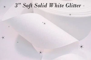 3" Wide (3 yards) Soft Sparkle White Cheer and Hair Bow Ribbon - Picture 1 of 1