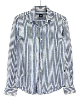 HUGO BOSS Ronny 100% Linen Striped Shirt Casual Formal Men Size S - Image 1 of 4