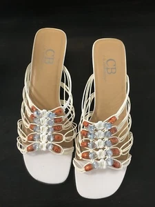 C.B. CB COLLECTIONS Schuhe SANDALEN DAMEN Größe 9 M Amelia weiß Perlen neu - Bild 1 von 2