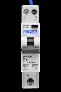 PROTEUS 6 AMP TYPE C 6kA 30mA RCBO 6MCRSPK - Foto 1 di 7