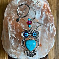 Heart Turquoise Owl evil eye  protection handmade keyring