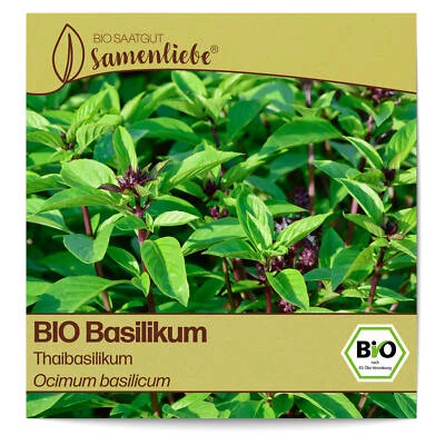 BIO Basilikum Samen Sorte Thaibasilikum Kräutersamen BIO Kräuter Saatgut samenfe - Bild 1 von 4