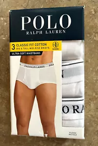 Polo Ralph Lauren 3-Pack Cotton Classic Mid-Rise Briefs Big & Tall 3X $52 NIP - Picture 1 of 8