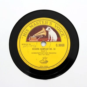 RECORD SAMPLER NO. 58 - Demonstration Record (Aug 1936) (E+) 12" HMV C-9068 [78] - Imagen 1 de 1
