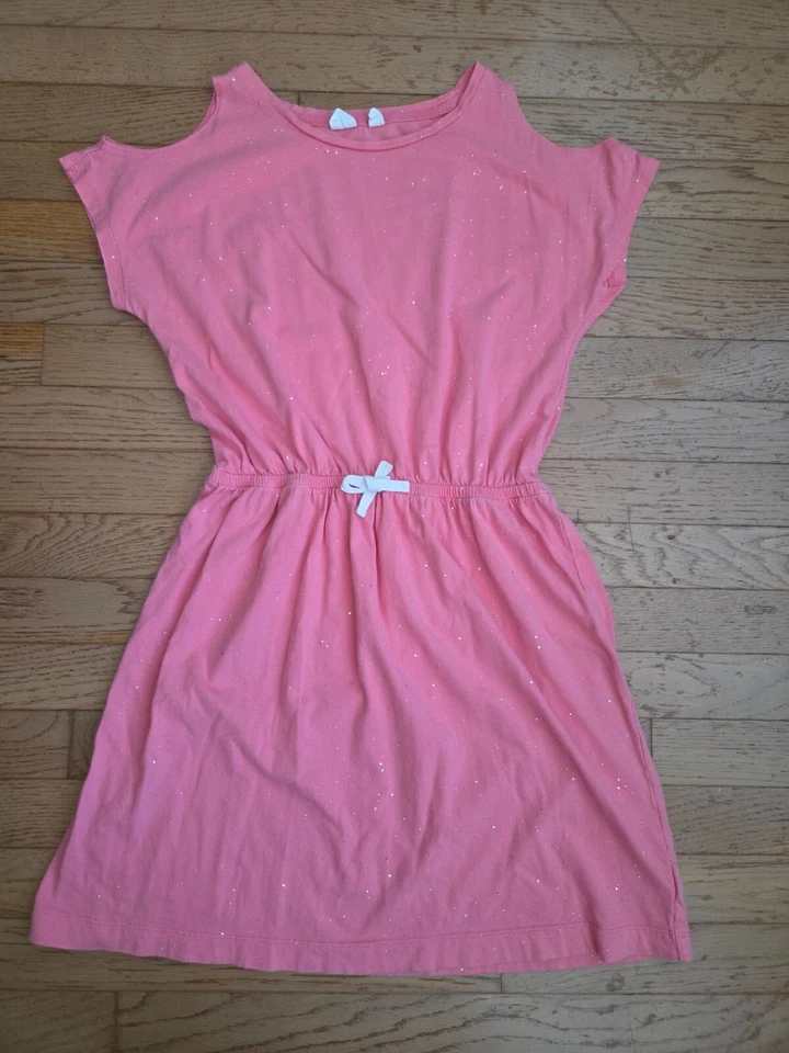 Vestido casual Gap infantil meninas rosa manga curta ombro frio brilhos XXL 14-16 - Imagem 1 de 4