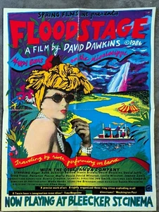 Póster de película Floodstage (1986) Bleecker St Cinema 19"x25" día glo colores - Imagen 1 de 2