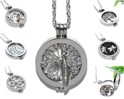 LEBENSBAUM COIN MEDAILLON Anhänger silber STRASS Münze Halskette Traumfänger - Bild 1 von 3