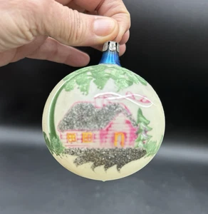 Vintage großer West Germany oder Polen mundgeblasener Glas Weihnachtsschmuck handbemalt - Bild 1 von 9