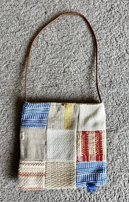Винтажный сплетенный MARIA LA ROSA Италии лоскутное одеяло сумочки наплечная сумка 10 x 10» кожаный ремень - Изображение 1 из 4